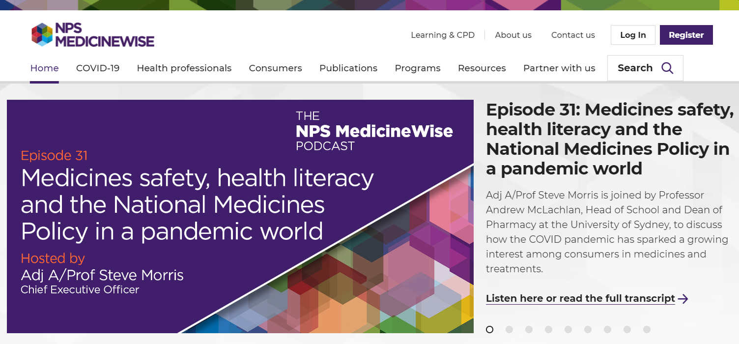 NPS Medicinewise webpage