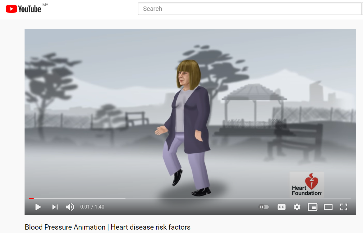 Youtube video from the New Zealand Heart Foundation explaining what blood pressure is