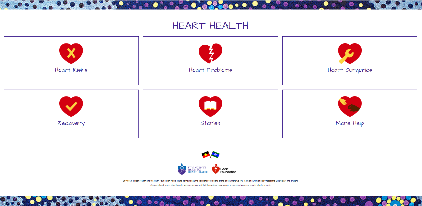 Homepage of St Vincen'ts Hospital Aboriginal and Torres Strait Islander patient resource page
